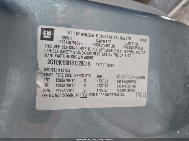 Aukcja sprzedaży 2008 Gmc Sierra 1500 Work Truck, vin: 2GTEK190181328018, numer aukcji: 46019222
