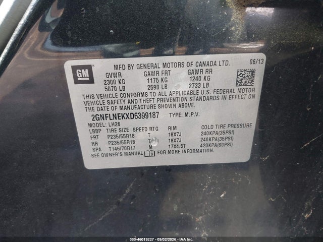 Продаж на аукціоні авто 2013 Chevrolet Equinox 2lt, vin: 2GNFLNEKXD6399187, номер лоту: 46019227