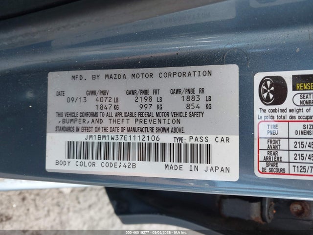 Aukcja sprzedaży 2014 Mazda Mazda3 S Grand Touring, vin: JM1BM1W37E1112106, numer aukcji: 46019277