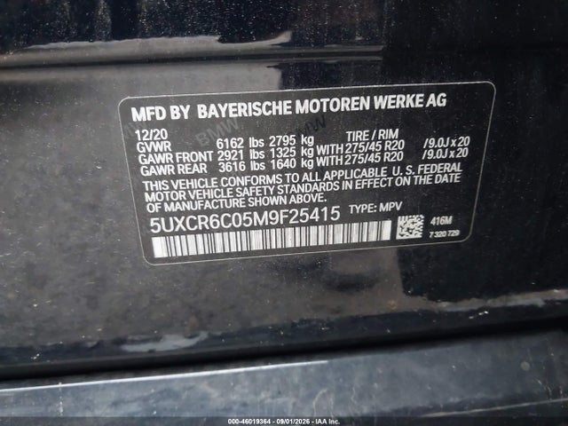 Aukcja sprzedaży 2021 Bmw X5 Xdrive40i, vin: 5UXCR6C05M9F25415, numer aukcji: 46019364