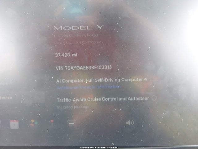46019416 :رقم المزاد ، 7SAYGAEE3RF103813 vin ، 2024 Tesla Model Y Long Range Dual Motor All-wheel Drive مزاد بيع