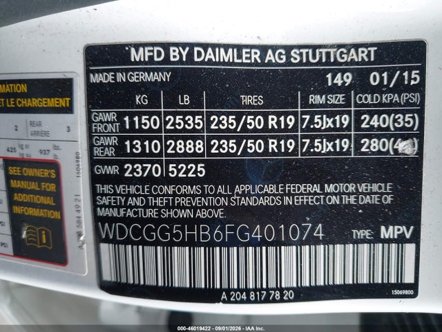 Aukcja sprzedaży 2015 Mercedes-benz Glk 350, vin: WDCGG5HB6FG401074, numer aukcji: 46019422