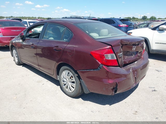 46019424 :رقم المزاد ، 19XFB2F56CE105110 vin ، 2012 Honda Civic Lx مزاد بيع