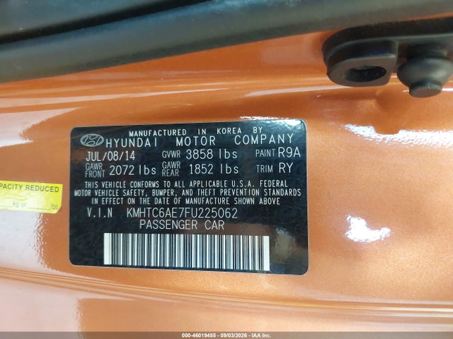Продажа на аукционе авто 2015 Hyundai Veloster Turbo, vin: KMHTC6AE7FU225062, номер лота: 46019455