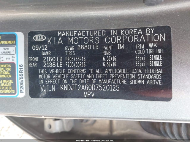 Aukcja sprzedaży 2013 Kia Soul +, vin: KNDJT2A60D7520125, numer aukcji: 46019461