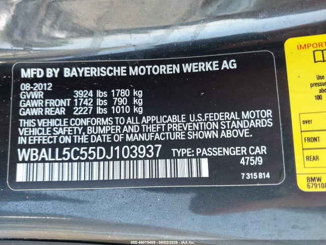 Aukcja sprzedaży 2013 Bmw Z4 Sdrive28i, vin: WBALL5C55DJ103937, numer aukcji: 46019489