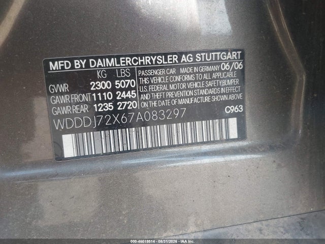 Aukcja sprzedaży 2007 Mercedes-benz Cls 550, vin: WDDDJ72X67A083297, numer aukcji: 46019514