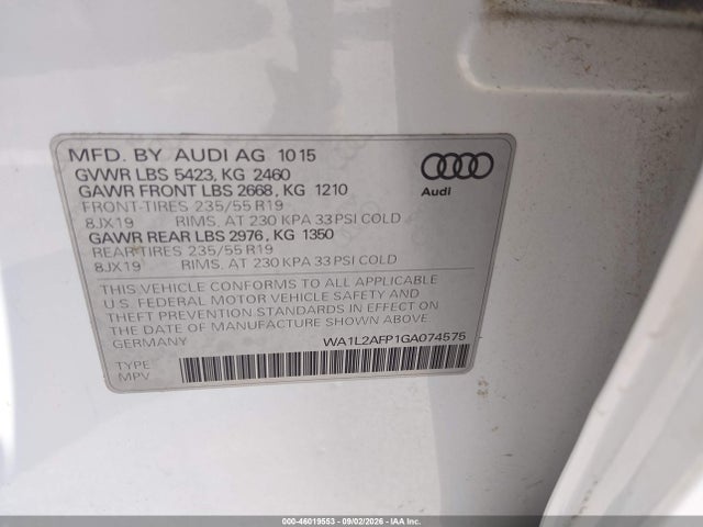 WA1L2AFP1GA074575 Audi Q5 2.0t Premium