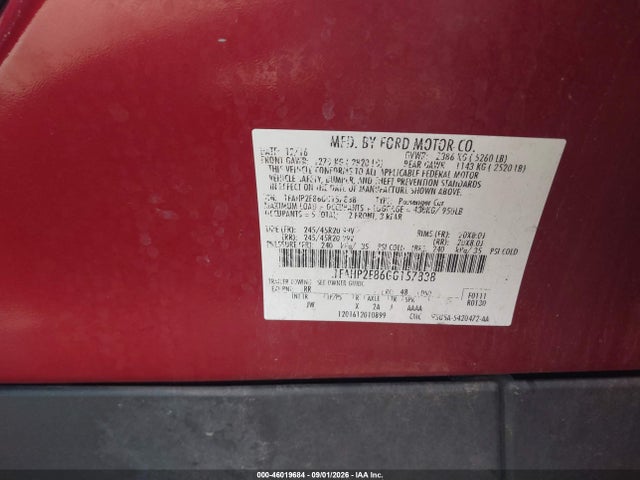 46019684 :رقم المزاد ، 1FAHP2E86GG157838 vin ، 2016 Ford Taurus Sel مزاد بيع