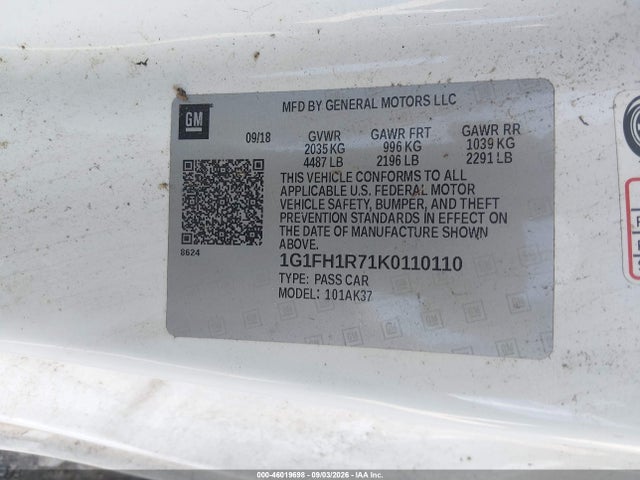 Продаж на аукціоні авто 2019 Chevrolet Camaro 2ss, vin: 1G1FH1R71K0110110, номер лоту: 46019698
