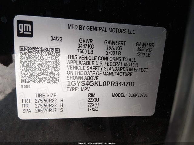 Продаж на аукціоні авто 2023 Cadillac Escalade 4wd Sport Platinum, vin: 1GYS4GKL0PR344781, номер лоту: 46019734