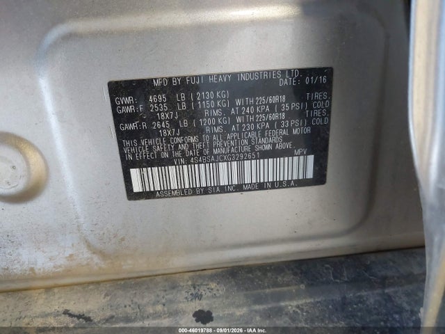 Aukcja sprzedaży 2016 Subaru Outback 2.5i Limited, vin: 4S4BSAJCXG3292651, numer aukcji: 46019788