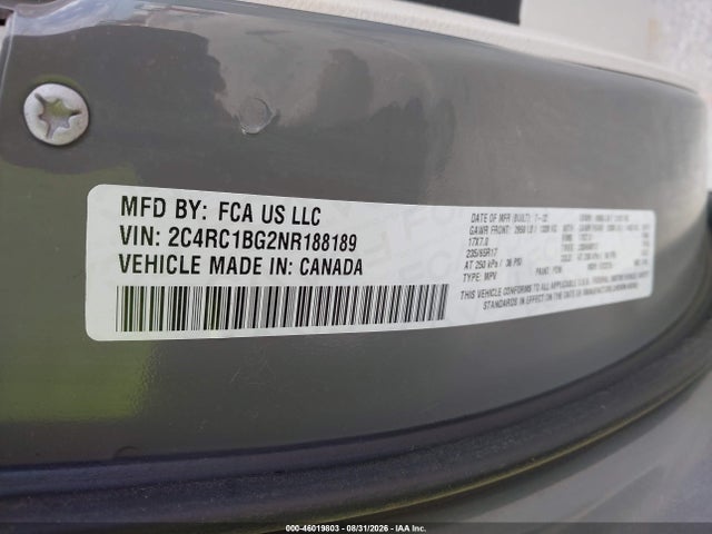 2C4RC1BG2NR188189 Chrysler Pacifica Touring L