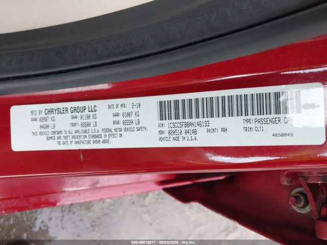 Aukcja sprzedaży 2010 Chrysler Sebring Limited, vin: 1C3CC5FB8AN146133, numer aukcji: 46019817