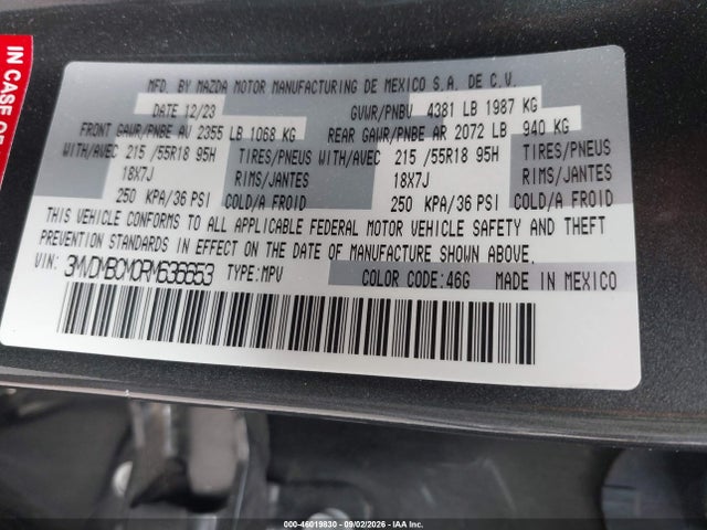 Aukcja sprzedaży 2024 Mazda Cx-30 2.5 S Preferred Package, vin: 3MVDMBCM0RM636653, numer aukcji: 46019830