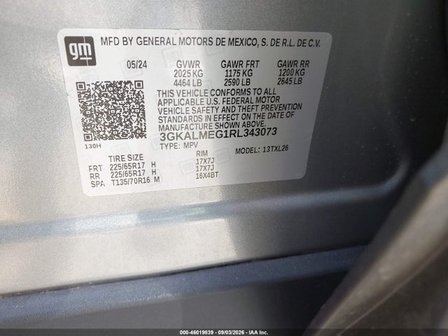 Продажа на аукционе авто 2024 Gmc Terrain Fwd Sle, vin: 3GKALMEG1RL343073, номер лота: 46019839
