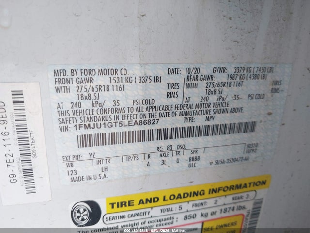 Ford Expedition Xl 2020 1FMJU1GT5LEA86827 Image 9