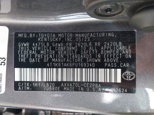 Продаж на аукціоні авто 2023 Toyota Camry Xse, vin: 4T1K61AK6PU169340, номер лоту: 46019893