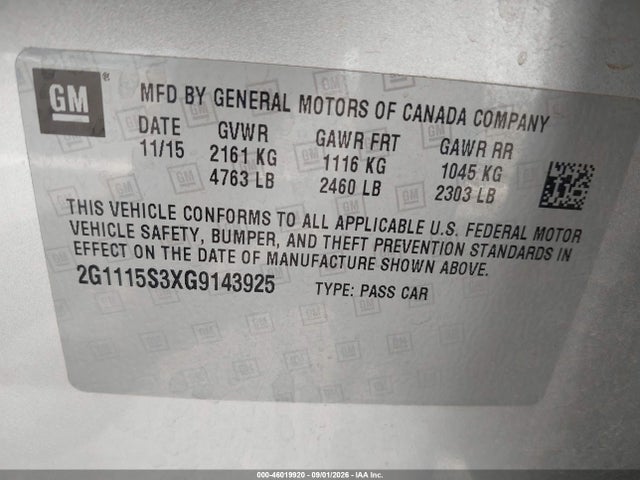 Chevrolet Impala 2lt 2016 2G1115S3XG9143925 Image 9