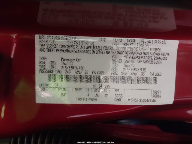Ford FOCUS SE 2014 1FADP3F23EL204035 Image 9
