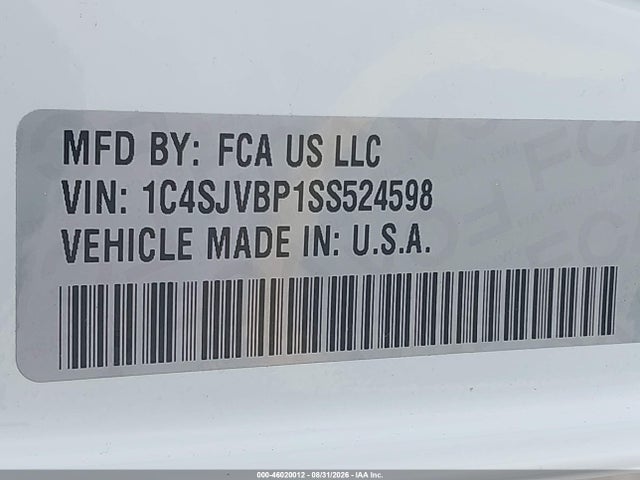 Продаж на аукціоні авто 2025 Jeep Wagoneer Carbide 4x4, vin: 1C4SJVBP1SS524598, номер лоту: 46020012