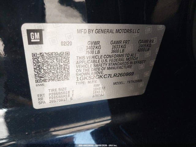 Aukcja sprzedaży 2020 Gmc Yukon Xl 4wd Slt, vin: 1GKS2GKC7LR260869, numer aukcji: 46020055