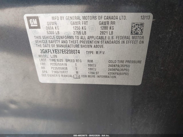 2014 Gmc Terrain Slt-2 მანქანა იყიდება აუქციონზე, vin: 2GKFLYE37E6208074, აუქციონის ნომერი: 46020075