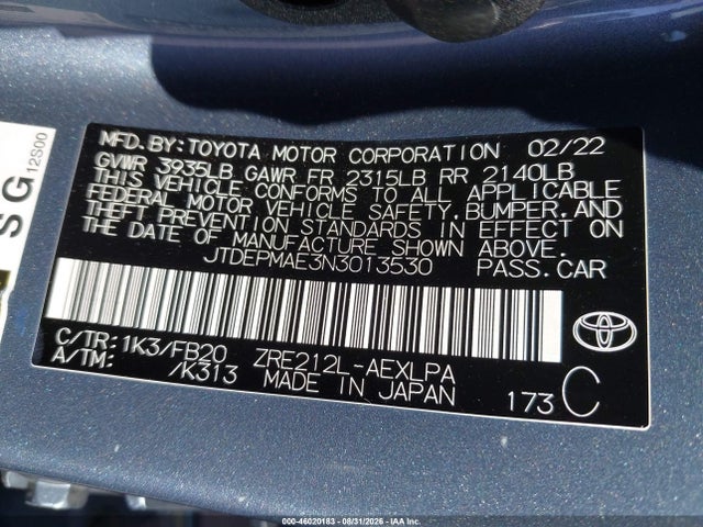 Toyota COROLLA LE 2022 JTDEPMAE3N3013530 Image 9