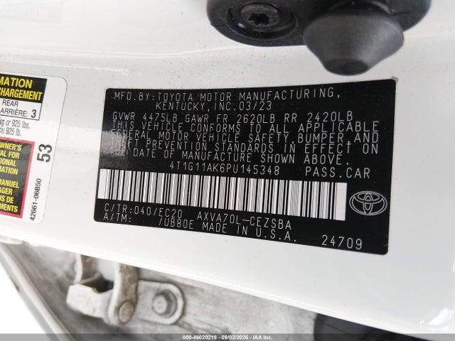 Aukcja sprzedaży 2023 Toyota Camry Se Nightshade Edition, vin: 4T1G11AK6PU145348, numer aukcji: 46020218