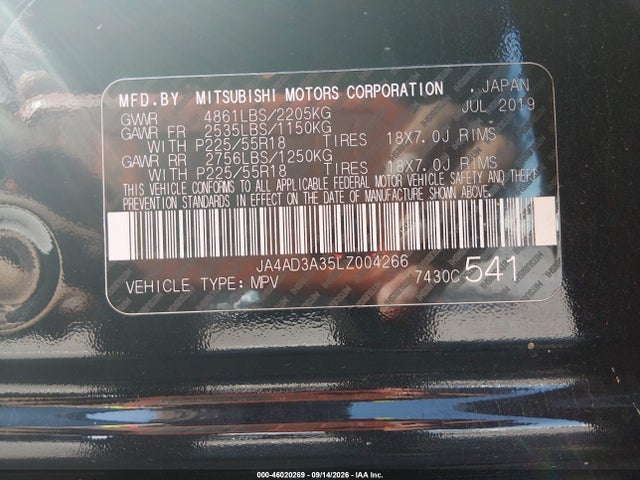 Продажа на аукционе авто 2020 Mitsubishi Outlander Le 2.4, vin: JA4AD3A35LZ004266, номер лота: 46020269