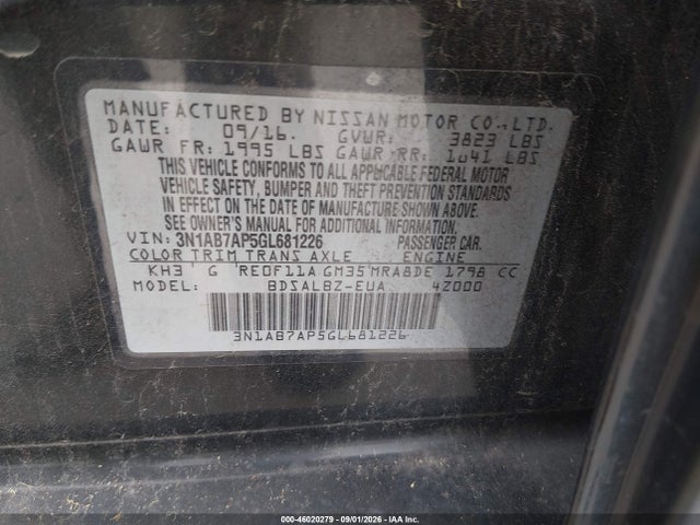 3N1AB7AP5GL681226 Nissan SENTRA S
