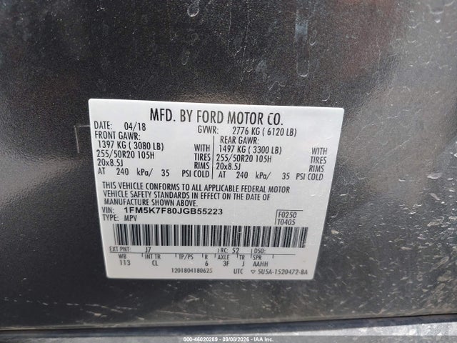 Ford Explorer Limited 2018 1FM5K7F80JGB55223 Image 9