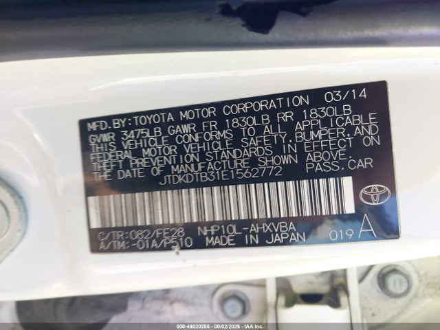 Toyota Prius C One 2014 JTDKDTB31E1562772 Image 9