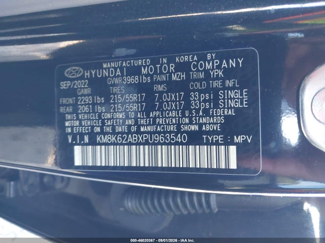 Aukcja sprzedaży 2023 Hyundai Kona Sel, vin: KM8K62ABXPU963540, numer aukcji: 46020367