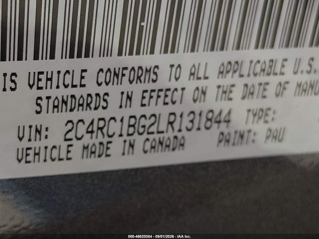 46020384 :رقم المزاد ، 2C4RC1BG2LR131844 vin ، 2020 Chrysler Pacifica Touring L مزاد بيع