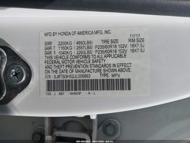 Продаж на аукціоні авто 2018 Acura Rdx Technology   Acurawatch Plus Packages/technology Package, vin: 5J8TB3H52JL006893, номер лоту: 46020423