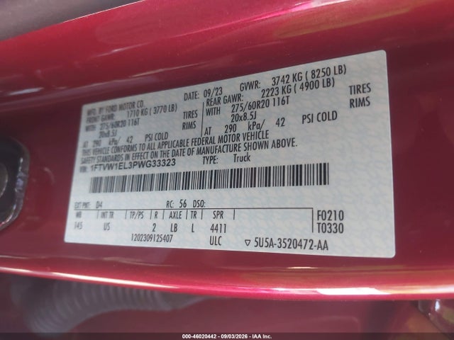 Ford F-150 Lightning Xlt 2023 1FTVW1EL3PWG33323 Image 9