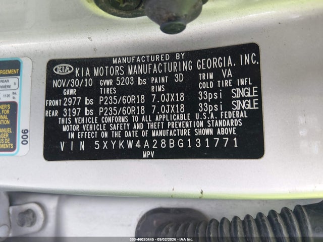 Продаж на аукціоні авто 2011 Kia Sorento Sx V6, vin: 5XYKW4A28BG131771, номер лоту: 46020445