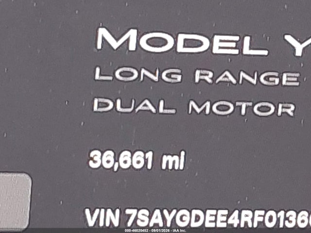 Aukcja sprzedaży 2024 Tesla Model Y Long Range Dual Motor All-wheel Drive, vin: 7SAYGDEE4RF013667, numer aukcji: 46020452
