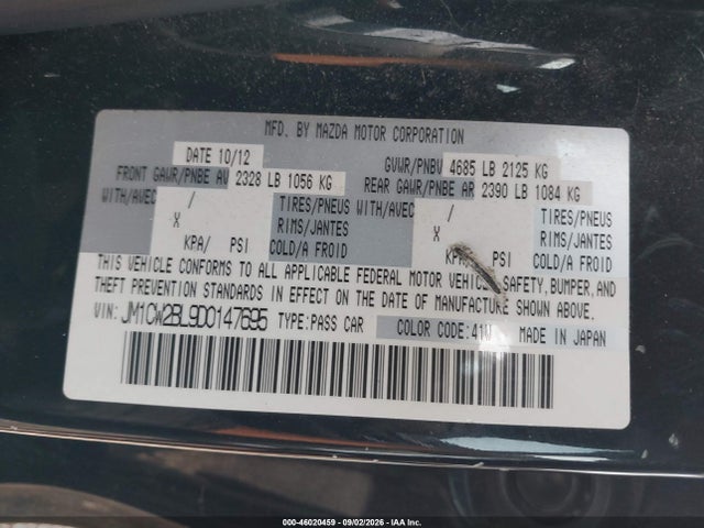Продажа на аукционе авто 2013 Mazda Mazda5 Sport, vin: JM1CW2BL9D0147695, номер лота: 46020459