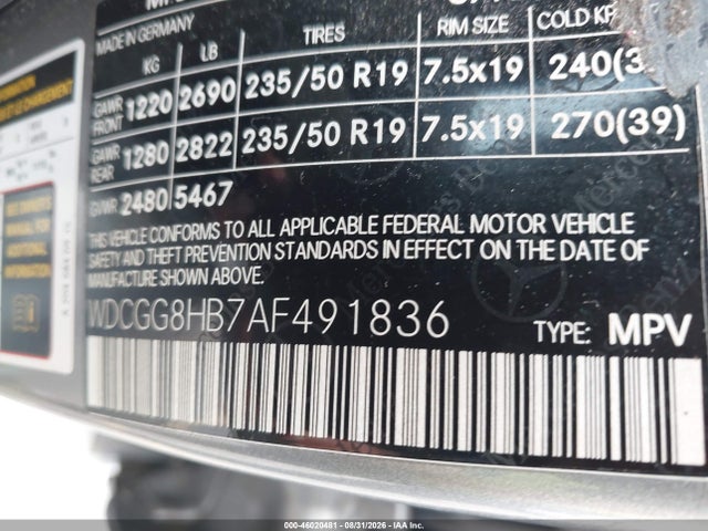46020481 :رقم المزاد ، WDCGG8HB7AF491836 vin ، 2010 Mercedes-benz Glk 350 4matic مزاد بيع