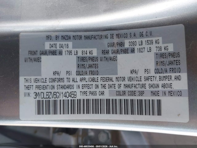 3MYDLBZV6GY140459 Scion IA