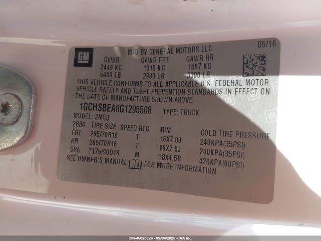 Chevrolet Colorado Wt 2016 1GCHSBEA8G1295508 Image 9