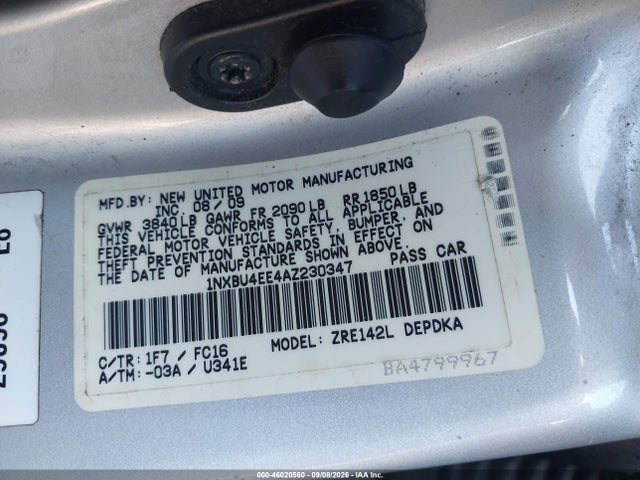Продажа на аукционе авто 2010 Toyota Corolla Le, vin: 1NXBU4EE4AZ230347, номер лота: 46020560