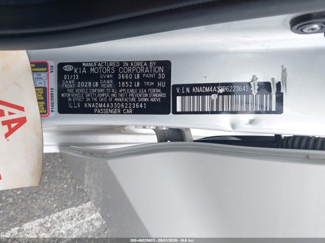 46020603 :رقم المزاد ، KNADM4A33D6223641 vin ، 2013 Kia Rio Lx مزاد بيع