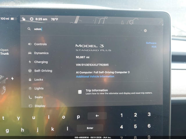 Aukcja sprzedaży 2020 Tesla Model 3, vin: 5YJ3E1EAXLF792895, numer aukcji: 46020614
