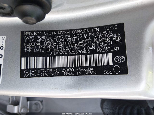 Продаж на аукціоні авто 2013 Toyota Prius Three, vin: JTDKN3DU6D5570456, номер лоту: 46020627