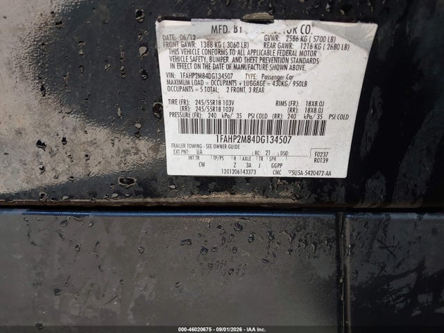 Aukcja sprzedaży 2013 Ford Police Interceptor, vin: 1FAHP2M84DG134507, numer aukcji: 46020675