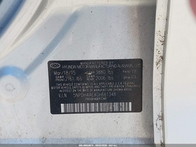 Hyundai ELANTRA SE 2016 5NPDH4AEXGH661348 Image 9