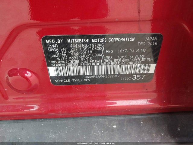 Продаж на аукціоні авто 2017 Mitsubishi Outlander Sport 2.4 Gt/2.4 Sel, vin: JA4AR4AWXHZ022917, номер лоту: 46020707